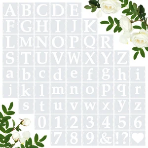 65 Pcs 4 Inch Plastic Painting Stencils Reusable Letters Numbers and Symbols ... - Picture 1 of 6