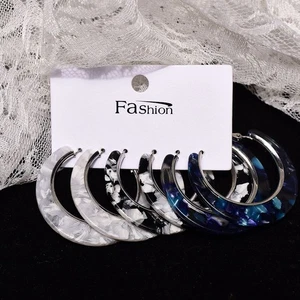 Fashion Jewelry Dangler Acrylic Earrings Set Hoop Drop Earrings Big Eardrop - Picture 1 of 13