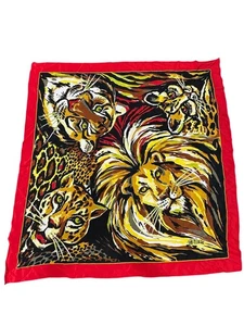 Bob Mackie Wearable Art Silk Scarf Square One Size Red Yellow Wild Animal Print - Picture 1 of 9