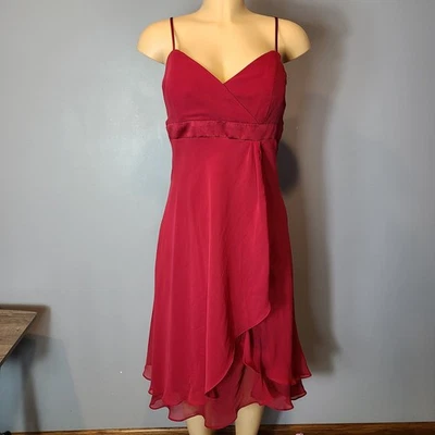Y2k 90s Womens Red Chiffon Ruffle Asymmetric Fairy Coquette Grunge Dress Size M - Image 1 of 4