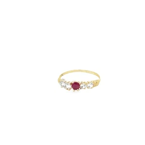 Anillo de oro macizo de 14 kY de circonio cúbico y 0,25 tcw rubí rojo genuino talla 6 NUEVO - Imagen 1 de 5