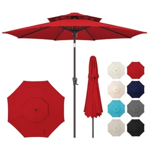 9ft Outdoor Patio Umbrella - 2 Tiers Table Umbrella Waterprool UV Protection,... - Picture 1 of 7