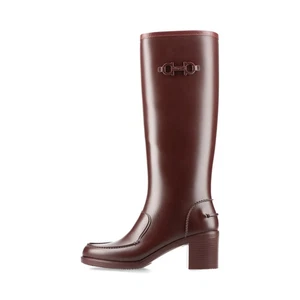 Ferragamo Gancini Rubber Rain boots 7 Ladies' Bordeaux - Picture 1 of 15