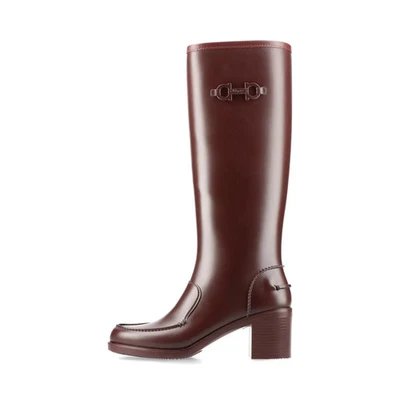 Ferragamo Gancini Rubber Rain boots 7 Ladies' Bordeaux - Image 1 of 4