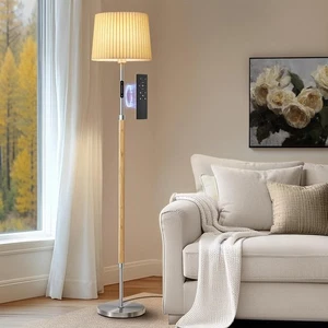 Floor Lamps for Living Room, 61" Natural Wood Floor Lamp with Remote & Touch ... - Picture 1 of 7