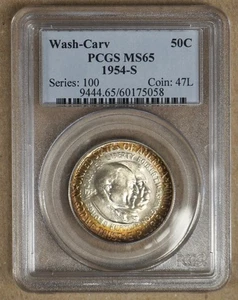 1954-S WASHINGTON CARVER COMMEMORATIVE 50C PCGS MS65 175058 - NICELY TONED - Picture 1 of 2