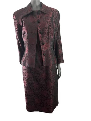JS Collections  Brocade     Two Peace Dress  Jacket -Sz 12 - Red - Image 1 of 4