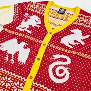 Wizarding World Harry Potter Hogwarts Houses Fair Isle Cardigan Sweater Medium - Picture 1 of 11