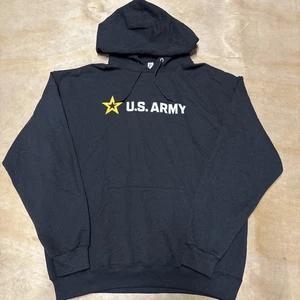 U.S. Army Classic Logo Pullover Hoodie Adult Large Black New Jerzees Brand - Picture 1 of 8