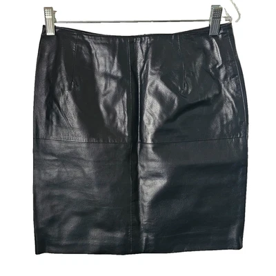 Minifalda lápiz negra forrada de cuero suave genuino Newport News para mujer talla 8 Foto 1 de 3