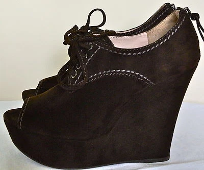 New Miu Miu Suede Peep-Toe Zip Back Wedge Bootie sz 39.5 9.5 US Rtail$660.00 - Image 1 of 4