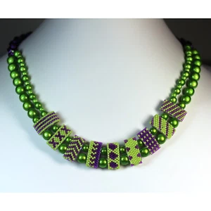 Necklace with Peyote-Beaded Carrier Beads and/or Chain Maille - Picture 1 of 33