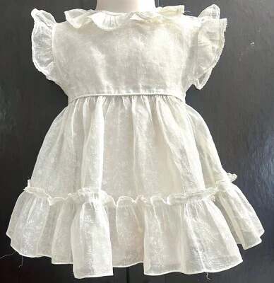 VTG 1950s White Flocked ORGANDY Dress Bisque Baby Doll Patti Playpal Saucy 15.5” - Image 1 of 4