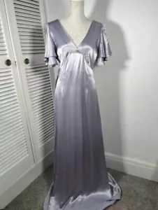 Topshop Size 12 Vera Blend Lilac Satin Maxi Bridesmaid Dress Heart Cut Back New - Picture 1 of 12