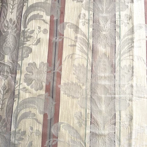 Vintage Woven Jacquard Damask Fabric Ivory Gray Clay BTY #7 - Picture 1 of 5