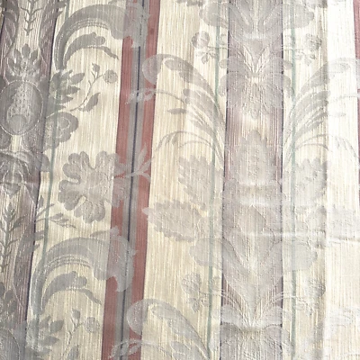 Vintage Woven Jacquard Damask Fabric Ivory Gray Clay BTY #7 - Image 1 of 4