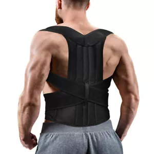 Unisex Haltung Rücken Lendenwirbelsäule Taille Unterstützung Korrektor Bandage Schulter Gürtel USA - Bild 1 von 19
