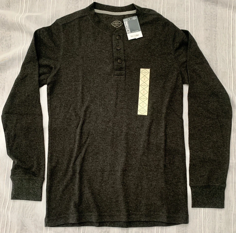 Nuevo con etiquetas Pullover St John's Bay Para Hombre Talla S Henley Cuello Gofre Térmico Manga Larga Foto 1 de 4