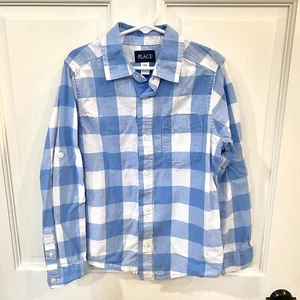 Children’s Place Boys M 7/8 Blue Long Sleeve Button Down Shirt Casual Dress - Picture 1 of 3