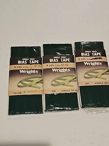 Vintage Wrights Einzelfalte Schrägband 4 Yards Jungle Green 1/2" breit Neu in Packung - Bild 1 von 4