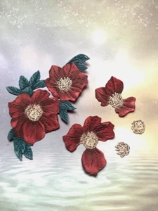 CHRISTMAS DIE CUTS.....CHRISTMAS ROSE....CARNATION CRAFTS..  X 6 sets. RED - Picture 1 of 1