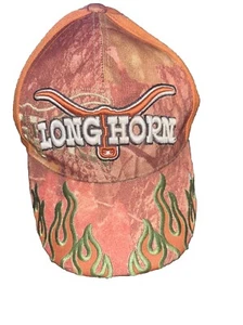 Texas Longhorns Adjustable Strapback Camo And Orange Flamed Hat Cap - Picture 1 of 5