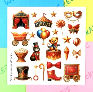 Hoja de pegatinas de artículos de circo - Imagen 1 de 3