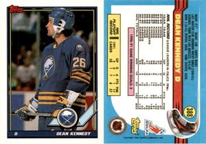 1991 Topps Hockey Card 388 DEAN KENNEDY BUFFALO SABRES