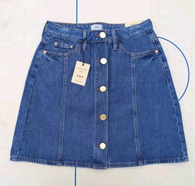 Falda River Island Denim Sloane Talla UK 8 EUR 34 ~ Nueva Con Etiquetas PVP £32 Foto 1 de 4