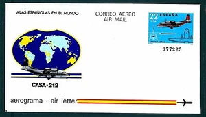 SPAIN - SPAGNA - 1983 - AEROGRAMMA - 22 pt - Aeroplano ad elica con elab. tecn. - Imagen 1 de 1