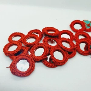 4x Red gypsy shisha craft mirror ~2.5cm glue Sew on Applique Patch trim - Picture 1 of 1