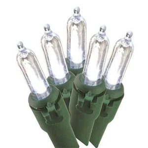 Holiday Time 50-Count Mini Cool White LED Christmas String Lights Green Wire - Picture 1 of 4