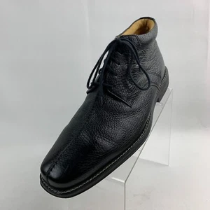 Sandro Moscoloni Ankle Boots Pebbled Black Leather Split Stitch Round Toe Sz 11D - Picture 1 of 11