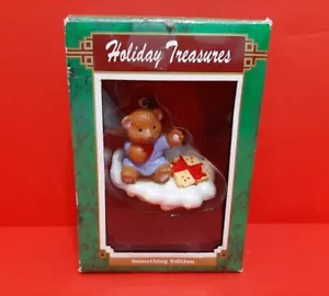 Holiday Treasures Teddy Bear Angel Cloud Christmas tree Ornament-Heart, Present. - Picture 1 of 8