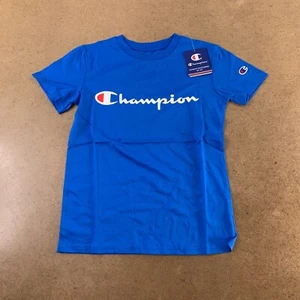 Champion Boys Size Small Blue Classic Script Short Sleeve T-Shirt NWT - Picture 1 of 5