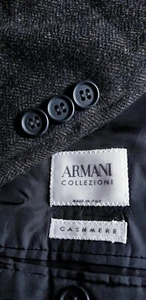 46R Armani Collezioni Pure CASHMERE Herringbone Tweed Sport Mantel Jacke Blazer - Bild 1 von 9