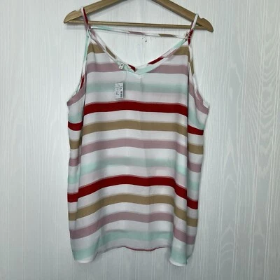 Maurices Tank Top Womens Size 2X Multicolor Sleeveless V-Neck Striped - Image 1 of 4