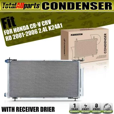 A/C AC Condenser With Receiver Drier Honda CR-V CRV RD 2.4L K24A1 2001-2006 SUV - image 1 of 4