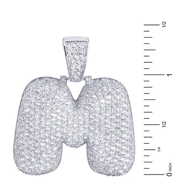 Iced Out CZ Серебряное Покрытие A - Z Инициал Пузырьковая Буква Кулон 24 дюйма Веревочная Цепь - Изображение 1 из 4