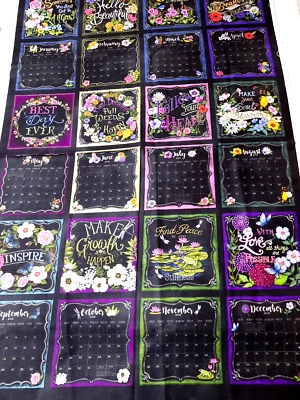 28x44" Fabric Panel 12 Month Calendar Squares (2018)by Ninete Parisi NORTHCOTT - Image 1 of 4