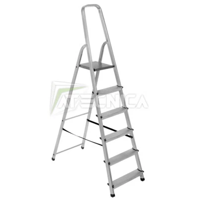 Scala in allumino 6 gradini richiudibile con arco Atecnica SCA06P - Immagine 1 di 3