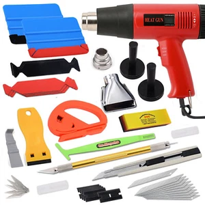 Auto Vinyl Wrap Tools W/Heat Gun Felt Squeegee 2 Magnet Window Tint Film Install - Picture 1 of 12