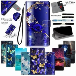 Wallet Phone Case Kickstand PU Leather Pattern Flip Cover For Moto G73 G72 G32 - Picture 1 of 30
