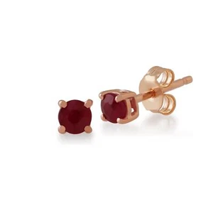 Classic Round Ruby Claw Set Stud Earrings in 9ct Rose Gold - Picture 1 of 4