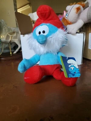 Papa Smurf 长毛绒 12 英寸 Kellytoy Peyo 蓝精灵填充动物 Kelly 玩具胡子 2013 — 第 1/4 张图片