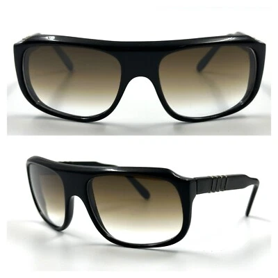 1960'S VINTAGE PERSOL SUNGLASSES 6286/56T RECTANGULAR BLACK BROWN GRADIENT MEN - Image 1 of 4