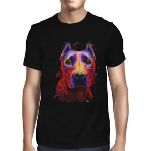 1Tee Herren Aquarell Splash Pit Bull Hund T-Shirt - Bild 1 von 18