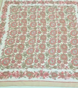 Bufanda cuadrada de colección Zhensi camello dorado 31" diseño floral cachemira topo coral melocotón - Imagen 1 de 7