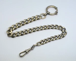 1930s GERMANY 900 SILVER CURB LINK CHAIN FOR POCKET WATCH - Picture 1 of 9
