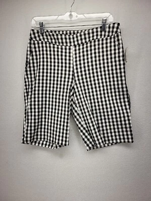 Pantalones Cortos Time And Tru Mujer Negro Blanco Cuadros Pequeños S Bermudas Elastizadas Nuevos Foto 1 de 4